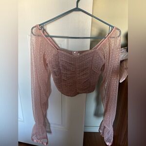 Blush Scoop Neck Puff Sleeve Pink Top